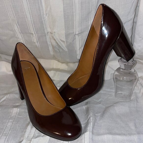 FRANCO SARTO Mahogany Red Patent Leather Pump A. AZIZA, Women Size 11, NEW - Picture 1 of 12